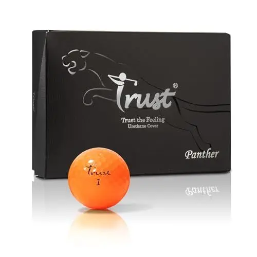 Produktbild: Trust Golfbälle Panther – Urethan-Cover, weiches Schlaggefühl, gerader Flug, Gute Stoppkontrolle, Big MAX Kern für Weite Flüge, optimale Kombination aus Weite & Spin-Kontrolle, 12 Bälle, Orange