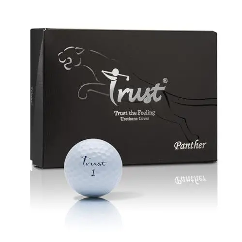 Produktbild: Trust Golfbälle Panther – Urethan-Cover, weiches Schlaggefühl, gerader Flug, Gute Stoppkontrolle, Big MAX Kern für Weite Flüge, optimale Kombination aus Weite & Spin-Kontrolle, 12 Bälle, Weiß K10
