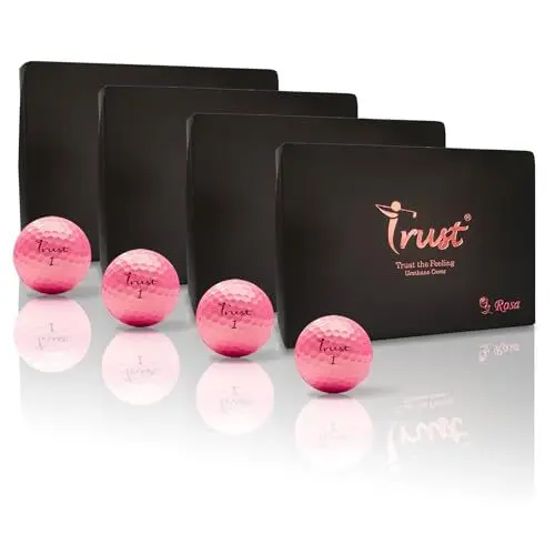 Produktbild: Trust Golfbälle Rosa - In einzigartigem Pink, fliegen weit und gerade, stoppen zuverlässig, mit Urethanhülle, 3-teiliger dynamischer Kern, weiches Schlaggefühl, 48 Bälle in Roségold