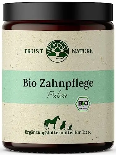Produktbild: Trust Nature | Bio Zahnpflege Pulver für Hunde & Katzen | gegen Plaquebildung | fördert frischen Atem | Bio Petersilie, Bio Minze, Bio Spirulina, Bio Chlorella, Bio Bambus, Bio VIT C