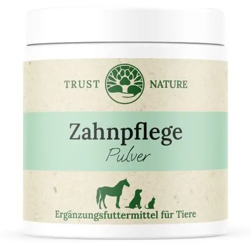 Produktbild: Trust Nature | Zahnpflege Pulver für Hunde & Katzen | gegen Plaquebildung | fördert frischen Atem | Petersilie, Minze, Vitamin C, Spirulina, Chlorella und Eierschale | Laborgeprüft I Made in Germany