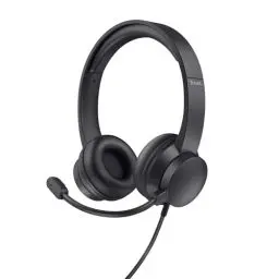 Produktbild: Trust Roha II USB Headset mit Mikrofon On-Ear Leichtes Design, Verstellbarer Kopfbügel, Kopfhörer mit Kabel 1,80 m, Headphones für PC Mac Office Chat Skype Teams Videokonferenz Zoom - Schwarz