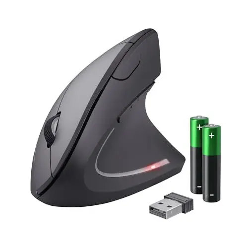Produktbild: Trust Verto Kabellose Vertikale Maus, Wireless Ergonomische Maus, Vorbeugung Gegen Mausarm/Tennisarm (RSI Syndrom), 800-1600 DPI, Funkmaus für Rechtshänder, PC, Computer, Laptop, Mac, mit Batterien