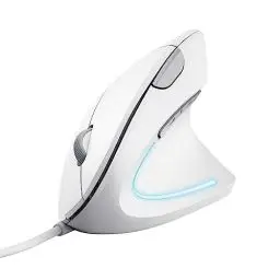 Produktbild: Trust Verto Vertikale Maus, Ergonomische Maus, Vorbeugung Gegen Mausarm/Tennisarm (RSI Syndrom), 1000/1600 DPI, LED-Beleuchtung, PC Maus mit Kabel für Rechtshänder, Computer, Laptop, Mac - Weiß