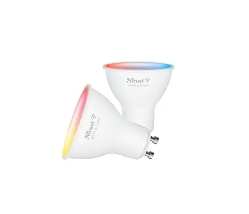 Produktbild: Trust WiFi GU10 Smart Lampe, Farbwechsel LED Spot, WiFi Lampen für Alexa und Google Home, GU10 LED Glühbirne RGB Lampe, Kein Hub, 2.4GHz Leuchtmittel, Weiß & Farbig (Amazon Exclusive) - 2er-Pack