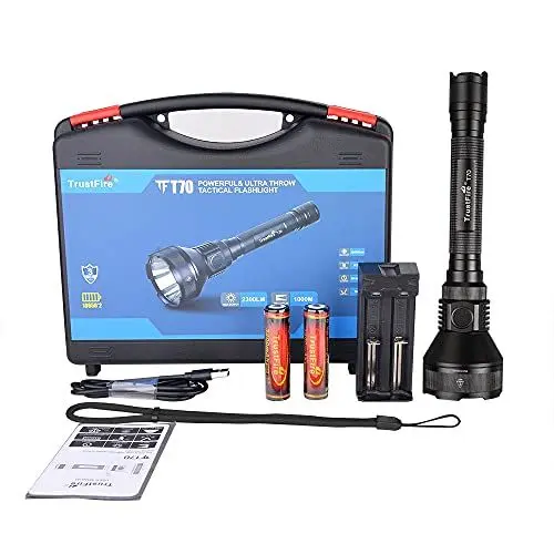 Produktbild: TrustFire T70 Taschenlampe LED Aufladbar, 2300 Lumen LED Taschenlampe Extrem Hell Taktische Taschenlampe 1000 Meter Reichweite IPX8 Wasserdichte Taschenlampe 5 Modi für Jagd Camping Wandern Notfälle