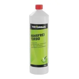 Produktbild: TRYGREEN Abflussreiniger Rohrfrei Turbo - löst Haare in Minuten vollständig auf. Der STÄRKSTE Rohrreiniger, mehr geht nicht! Für Bad, Toilette, Dusche. Flüssig - kein Schaum - kein Gestank.