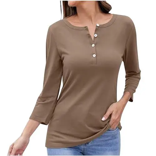 Produktbild: tsaChick Basic Shirt Damen Sweatshirt Damen Einfarbig Lose T-Shirt Schwarz Leinenbluse Damen Kurzarm Button-down Langarm Stricktop Damen Spitzen Oberteile Damen Beachwear Damen Athletisch E7943