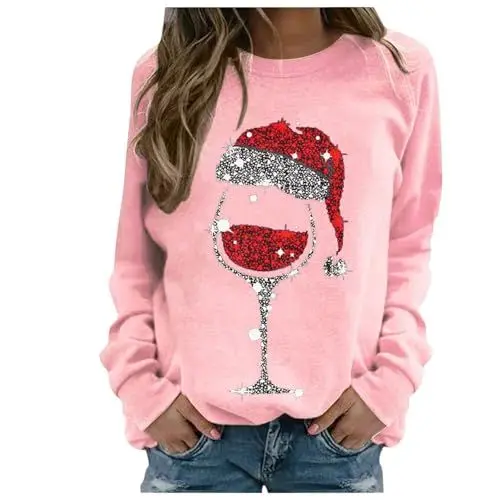 Produktbild: tsaChick Weihnachtskleid Damen Long Sleeve Shirt Women Schwarzes Tshirt Damen Longshirt Damen Lässig Für Leggings Sportshirt Damen Locker Schwarzes Oberteil Damen Thermoshirt Damen Langarm
