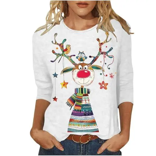 Produktbild: tsaChick Weihnachtspullover Damen Tunika Damen Langarm Tshirt Damen Oversize Halloween Tshirt Sweatshirt Damen Baumwolle Basic Langarmshirt Damen Set Yoga Shirt Langarmshirts Langarm Shirt