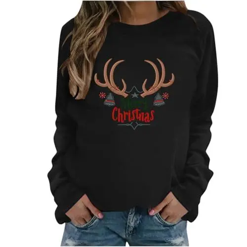 Produktbild: tsaChick Weihnachtspullover T-Shirt Damen Sport Shirts Für Damen Tunika Damen Longshirt Yoga Shirt Damen Langarm Damen Kleidung Stehkragen Shirt Damen Tops Für Damen Turtleneck Damen