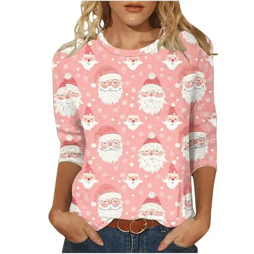 Produktbild: tsaChick Weihnachtspullover T Shirts Damen Tshirt Damen Langarm Damen Tshirt Langarm Schwarze Tshirt Damen Basic Pullover Damen Schwarze Pullover Damen T-Shirt Damen Langarm Tshirts Women
