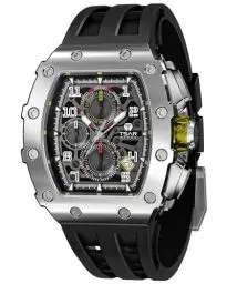 Produktbild: TSAR BOMBA Herren Uhr Tonneau Chronograph 50M Wasserdichter Luxus Skelett Daydate Armbanduhr Stilvolles Cool Tauchen Sport Männer Uhren Japanisches Quarzwerk Saphirglas Geschenk für Männer