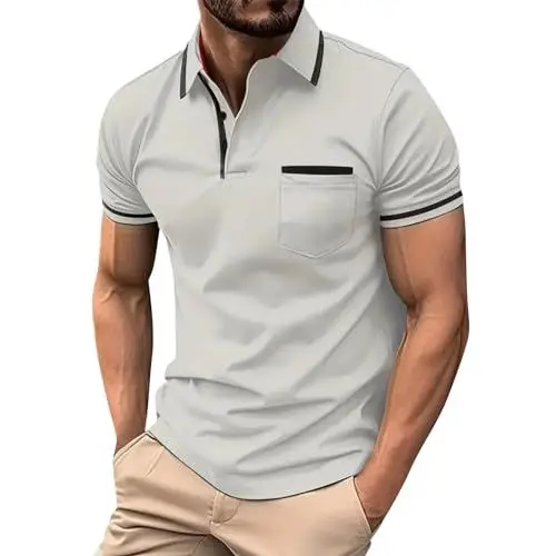 Produktbild: T-Shirt Herren Hemden Herren Bügelfrei Hemden Herren Langarm Bügelfrei Herren T Shirt Kapuzenpullover für Herren T Shirt Damen Hemden Herren Langarm Grau Hemden Herren Langarm Elfenbein 3XL