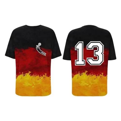Produktbild: Deutschland Flagge Germany Fußball Trikot Deutschland T-Shirt Fanartikel T-Shirts für Herren Kurzarm Rundhals Sommer Fussball EM 2024 Trikot XXL Deutschland-Fanartikel