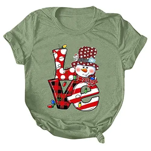 Produktbild: T-Shirt Weihnachten Damen Weihnachten Pullover Damen Lustig Damen Tshirt Weihnachten Weihnachtspullover Familie Set Tshirt Damen V Ausschnitt Merry Christmas T Shirt Unterhemd Damen Kurzarm