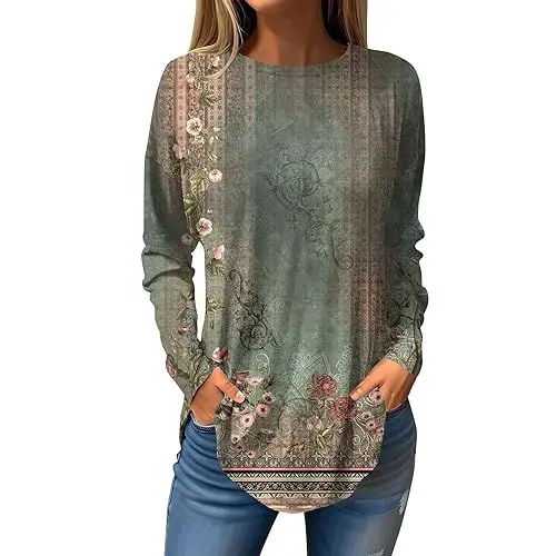Produktbild: Tshirt Damen Business Oberteil Damen Stehkragen Bluse Damen Karobluse Damen Off Shoulder Top V Ausschnitt Damen Oberteil Schwarzes T-Shirt Damen Langarm Tunika Damen Transparente Multi L