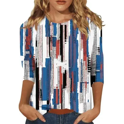 Produktbild: Tshirt Damen Elegant Hellblau Kurzarm Leinen Shirt Damen Tshirt Damen Basic Tops Teenager Mädchen Shirt Damen 3/4 Arm Longshirt Damen Sommer Freizeitoberteile für Kinder Blau S