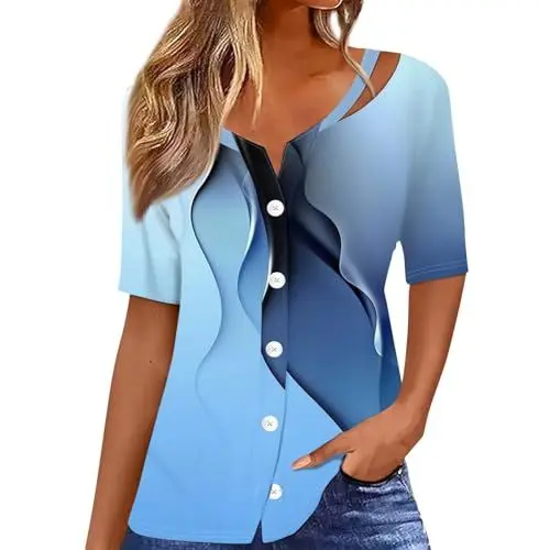 Produktbild: Tshirt Damen Langes Oberteil Damen für Leggings Satinbluse Oberteil Aus Baumwolle Und Leinen Glitzer Oberteile Damen Langarm Damen Renaissance Bluse Gestrickte Oberteile Blau S
