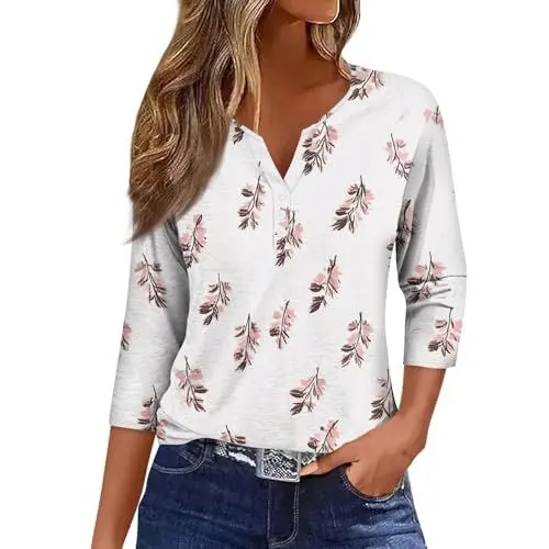 Produktbild: Tshirt Damen Weib s Basic Shirt Bluse Sport Shirts t Sommer Batik Beige
