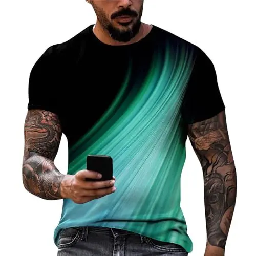 Produktbild: Tshirt Herren Set 10 Hemd Kurzarm Herren Fun-T-Shirts T Shirt Tshirt Männer Sprüche T Shirt Herren Tshirt Herren Schwarz Slim Fit T Shirts T-Shirt Grün S