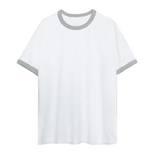 Produktbild: Tshirt Herren Sommer T-Shirt Basic Shirt Mode Baumwolle Herren-T-Shirt Rundhals T Shirt Longshirt Leichte Sommershirt Bequeme Schlafshirt Freizeit Kurzarmshirt Sale Angebote Weiß L