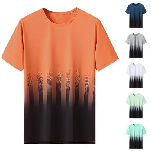 Produktbild: Tshirt Herren Sommer T-Shirt Oversize Shirt Basic Sommershirt Fashion T Shirt Rundhals Longshirt Bunte Shirts Leichte T-Shirts Kurzarm Oberteile Sale Orange 7XL