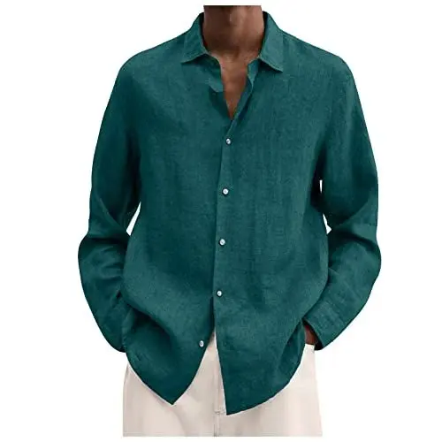 Produktbild: T-Shirts für Herren, Tshirt für Herren Basic T Shirt Herren Langarm Hemden mit Stehkragen Leichtgewichtige Bluse in Uni Farbe T Shirt für Männer T Shirt für Männer Herren Hemd Langarm (Grün,XL)