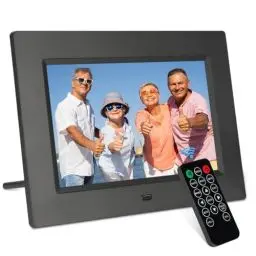 Produktbild: TSITSC 7 Zoll Digitaler Bilderrahmen, 1024 * 600 IPS-Bildschirm Elektronischer Bilderrahmen Kalender/Uhrfunktion/Musik/Foto-/Videoplayer mit Fernbedienung, unterstützt USB/SD-Karte (Schwarz)