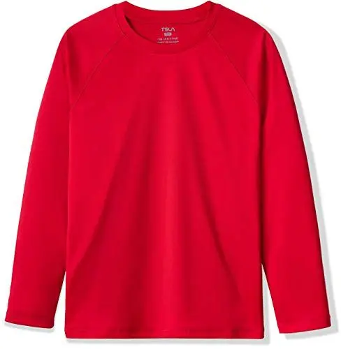 Produktbild: TSLA Boy UPF 50+ Rash Guard, Wassersurfing Langarm Badebekleidung, UV-Sonnenschutz Schwimmshirts Top, Bss34 1pack - Red, M