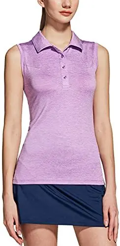 Produktbild: TSLA Damen Golf-Poloshirt ärmelloses, athletisches USF Sommer Workout Shirt mit Dry Fit & Feuchtigkeitstransport, Ftk45 1pack - Heather Lilac, XL