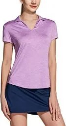 Produktbild: TSLA Damen Kurzarm Poloshirt, stretchiges Casual Performance Golf Shirt mit USF 30+ & Feuchtigkeitstransport, Ftk41 1pack - Heather Lilac, S