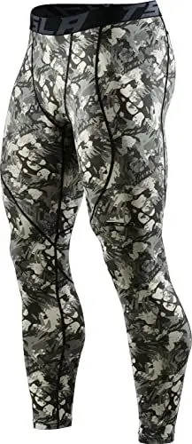 Produktbild: TSLA Herren Thermale Kompressionsunterwäsche Wintergear Sport-Leggings mit Fleece-Futter, Heatlock Athletic Print Forest Hunter, XL