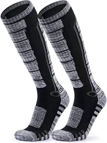 Produktbild: TSLA Herren und Damen Winter Skisocken im 2er Pack, Kompressions Snowboard-Socken, warme Thermosocken für kaltes Wetter, Mzs82 2pack - Black & Grey/Black & Grey, L