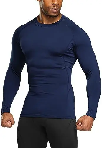 Produktbild: TSLA Thermale Kompressionsunterwäsche Wintergear Sport Langarm-Shirt mit Fleece-Futter für Herren, Yud54 1pack - Navy, XXL