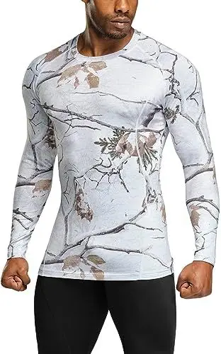 Produktbild: TSLA Thermale Kompressionsunterwäsche Wintergear Sport Langarm-Shirt mit Fleece-Futter für Herren, Yud64 1pack - Winter Hunting Camo, S
