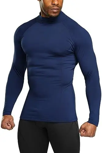 Produktbild: TSLA Thermale Kompressionsunterwäsche Wintergear Sport Langarm-Shirt mit Fleece-Futter für Herren, Yut56 1pack - Navy, XL