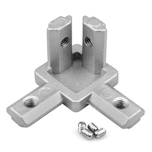 Produktbild: TSSS 20 Stück 3 Wege Aluprofil Eckverbinder Serie 20x20, Edelstahl Schrauben für Standard Aluminium-Extrusionsprofil aus Aluminiumlegierung mit T-Schlitz 6 mm, Silber