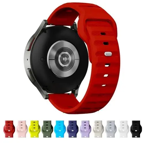 Produktbild: TStrap 12 Farben Uhrenarmband 22mm Silikon, Smartwatch Sport Ersatzarmband Rot für Herren Damen, mit Verstellbare Schließe