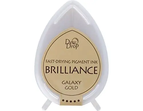 Produktbild: Tsukineko Brilliance Dew Drop Stempelkissen Gold, Galaxy Gold - Klein - Lösemittelhaltig, Deckend, Beständig Gegen Ausbleichen - Wasserbeständig