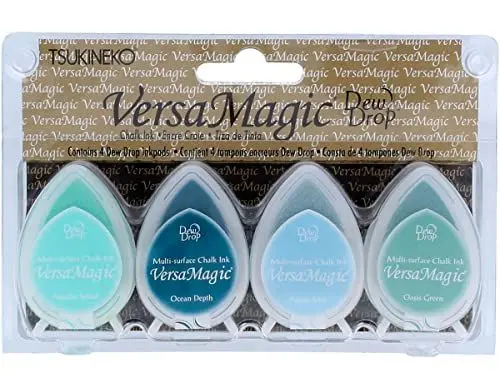 Produktbild: Tsukineko Dew Drop Seashore VersaMagic Stempelkissen-Set, 4-teilig, Synthetic Material, Mehrfarbig, 14.3 x 9.2 x 2.4 cm