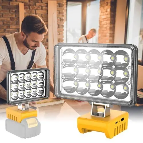 Produktbild: T-SUN Akku Lampe Für Dewalt 18V, 45W LED Arbeitsleuchte Akku, Tragbare Baustrahler mit 2 Modi Helligkeit, Multifunktionales Led Flutlicht Strahler für Autoreparatur, Heimbeleuchtung, Camping