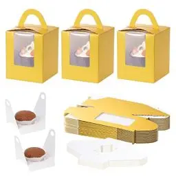 Produktbild: TsunNee 30 Stück Individuelle Cupcake-Boxen Kuchen-Boxen mit Griffen, Papier Bäckerei Boxen mit Fenster, Gebäck-Boxen behandeln Boxen für Weihnachten Baby-Dusche Hochzeit Party Favors