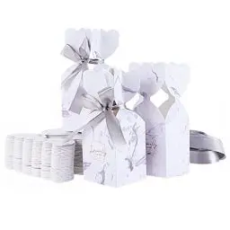 Produktbild: TsunNee 50 Stück Papier Süßigkeitenboxen Mori Hochzeit Gastgeschenke Boxen Vase Form Party Geschenk Box Kreative Papier Leckereien Boxen mit Bändern für Kekse Schokolade Juwelier