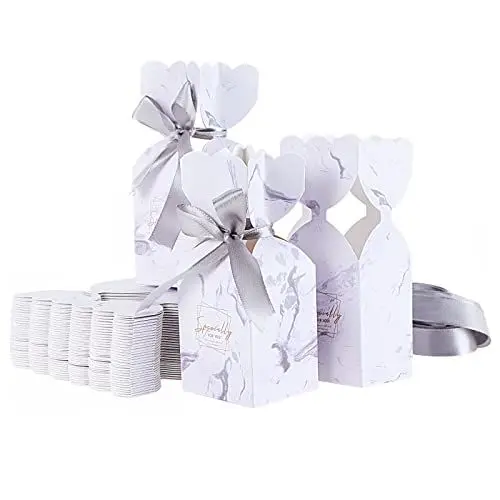 Produktbild: TsunNee 50 Stück Papier Süßigkeitenboxen Mori Hochzeit Gastgeschenke Boxen Vase Form Party Geschenk Box Kreative Papier Leckereien Boxen mit Bändern für Kekse Schokolade Juwelier