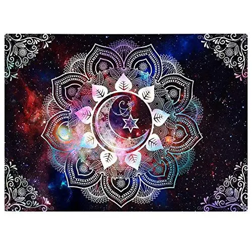 Produktbild: TSWRK Wandbehänge Mandala Wandteppich Boho Wandtuch Bohemian Mond Sterne Himmlischer Muster