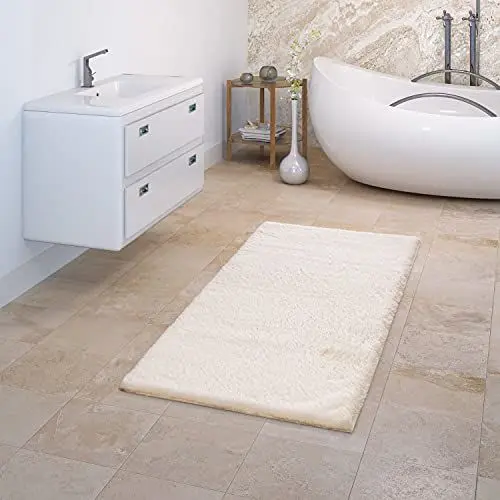 Produktbild: TT Home Badematte Badezimmerteppich Duschvorleger Weich Einfarbiges Muster, Farbe: Beige Creme, Größe:60x100 cm