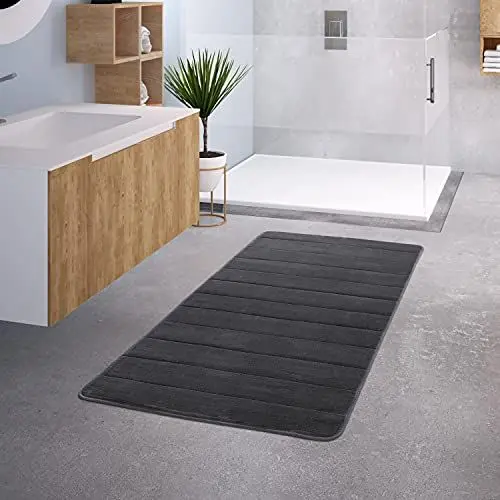 Produktbild: TT Home Badezimmer Badematte Duschmatte rutschfest Waschbar Memory Schaum Stein Muster, Farbe:Anthrazit, Größe:60x100 cm