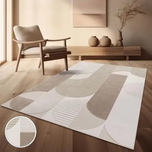 Produktbild: TT Home In-& Outdoor Teppich Wetterfest Balkon Küche Wohnzimmerteppich Geometrisches Muster Kreise Linien Abstrakte Optik Modern, Größe:80x250 cm