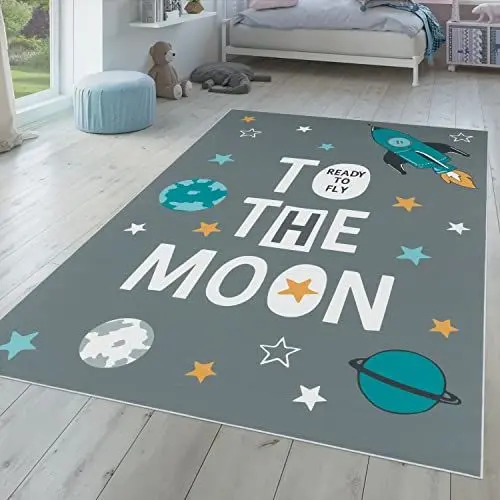 Produktbild: TT Home Kinderteppich Teppich Kinderzimmer Junge Mädchen Spielteppich Baby Modern, Farbe: Dunkelgrau, Größe:80x150 cm